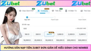 Hướng Dẫn Nạp Tiền ZUBET Đơn Giản Dễ Hiểu Dành Cho Newbie