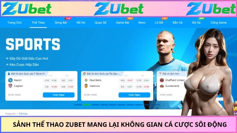 Sảnh thể thao ZUBET mang lại không gian cá cược sôi động