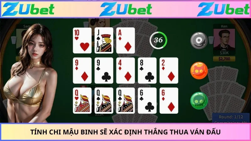 Tính chi mậu binh sẽ xác định thắng thua ván đấu